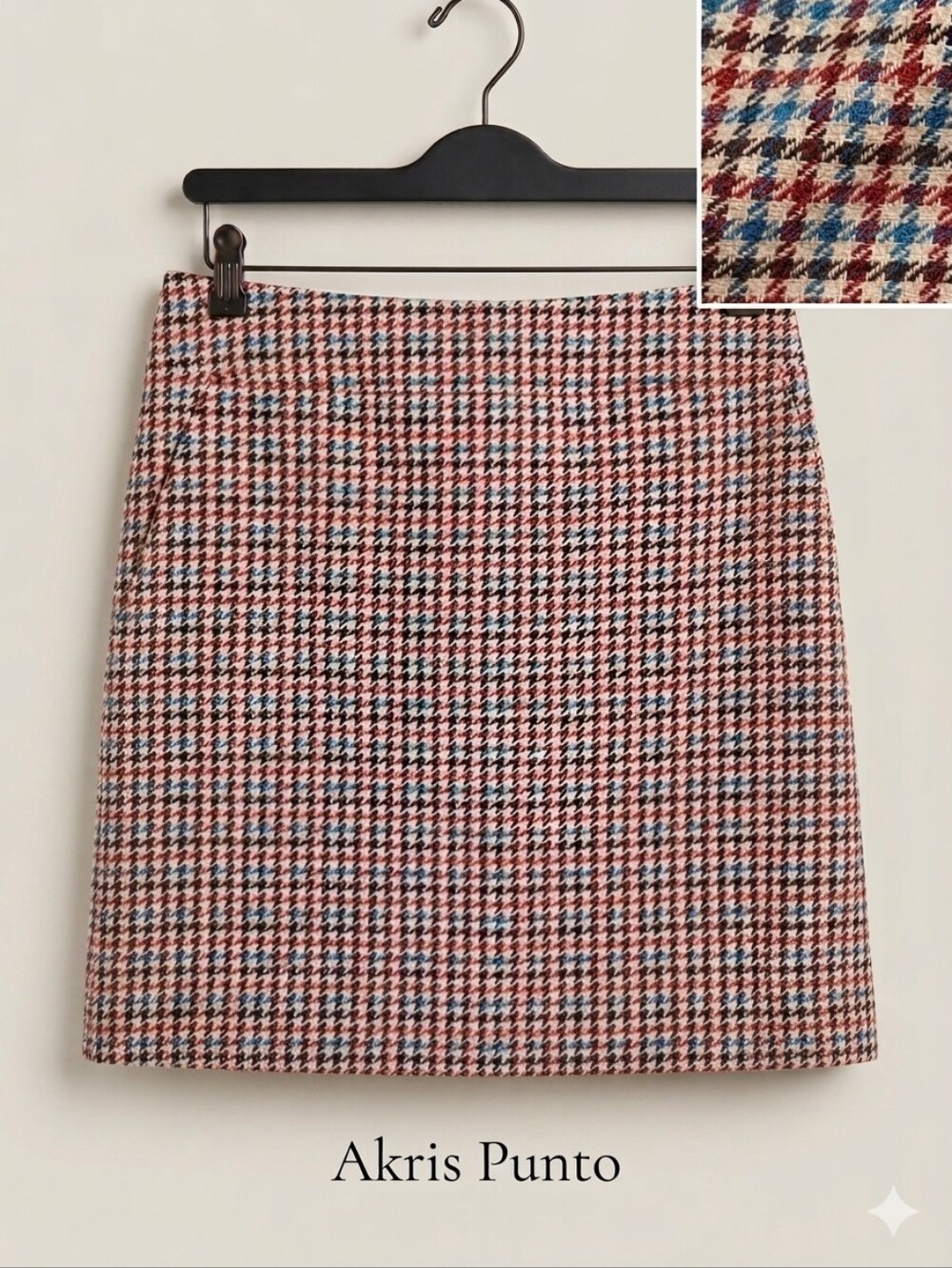 Akris Punto Houndstooth Jaquard Cotton Skirt Size 10